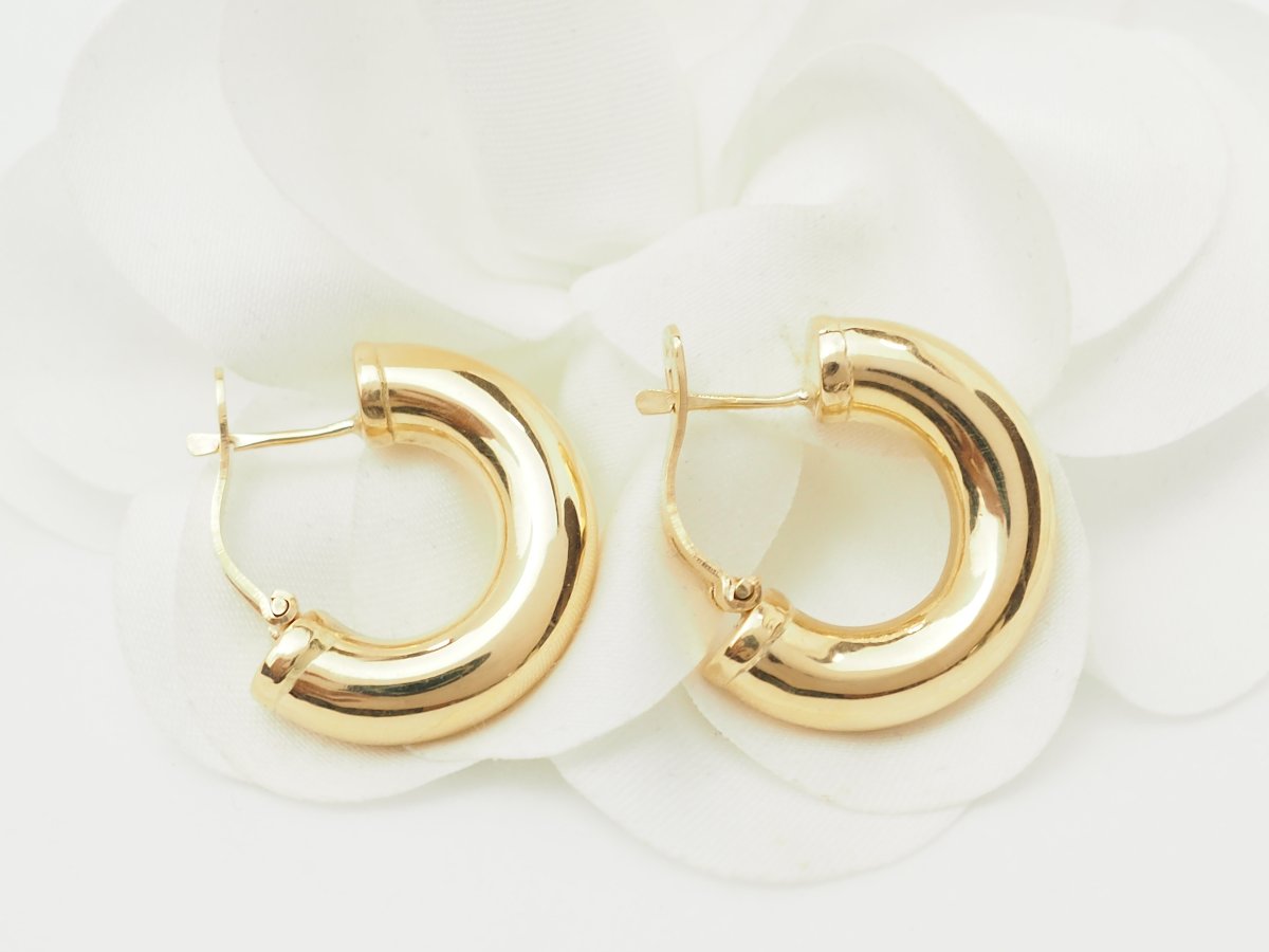 18kt Yellow Gold Thick Hoop Earrings - 23 Mm-photo-4