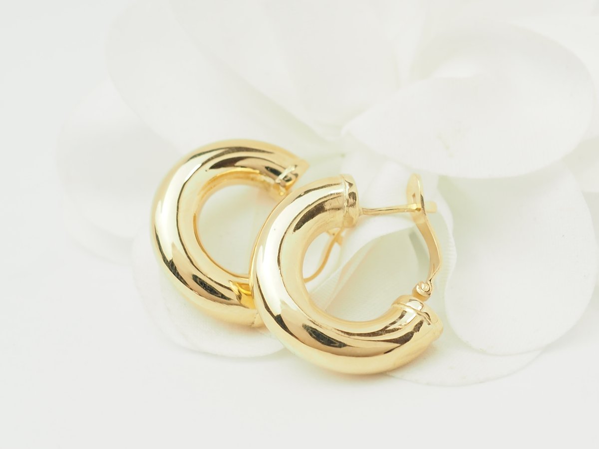 18kt Yellow Gold Thick Hoop Earrings - 23 Mm-photo-5