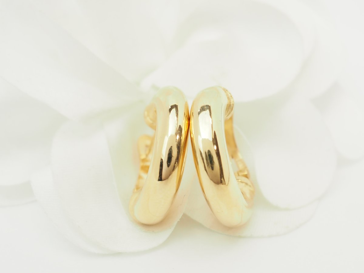 18kt Yellow Gold Thick Hoop Earrings - 23 Mm
