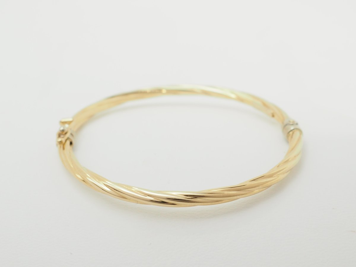 Bracelet ouvrant enfant en or jaune 18 carats – Jonc torsadé-photo-2
