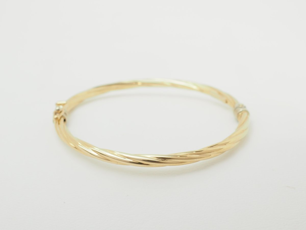 Bracelet ouvrant enfant en or jaune 18 carats – Jonc torsadé-photo-3