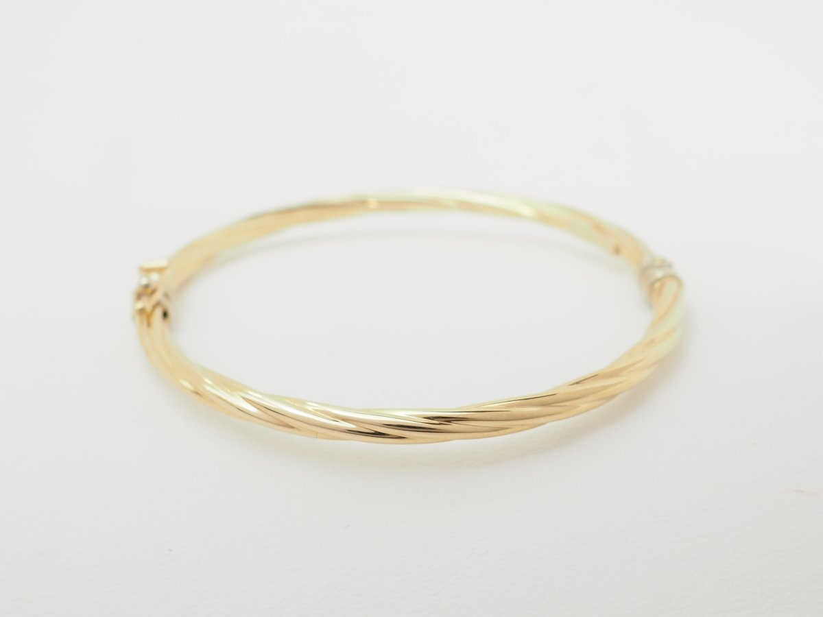 Bracelet ouvrant enfant en or jaune 18 carats – Jonc torsadé-photo-4