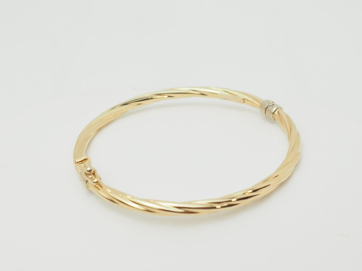 Bracelet ouvrant enfant en or jaune 18 carats – Jonc torsadé-photo-2