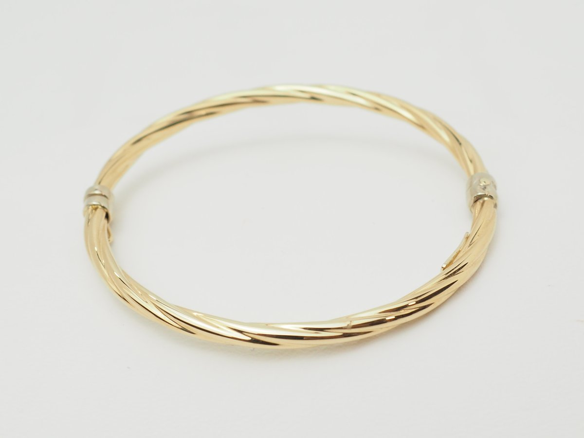 Bracelet ouvrant enfant en or jaune 18 carats – Jonc torsadé-photo-3