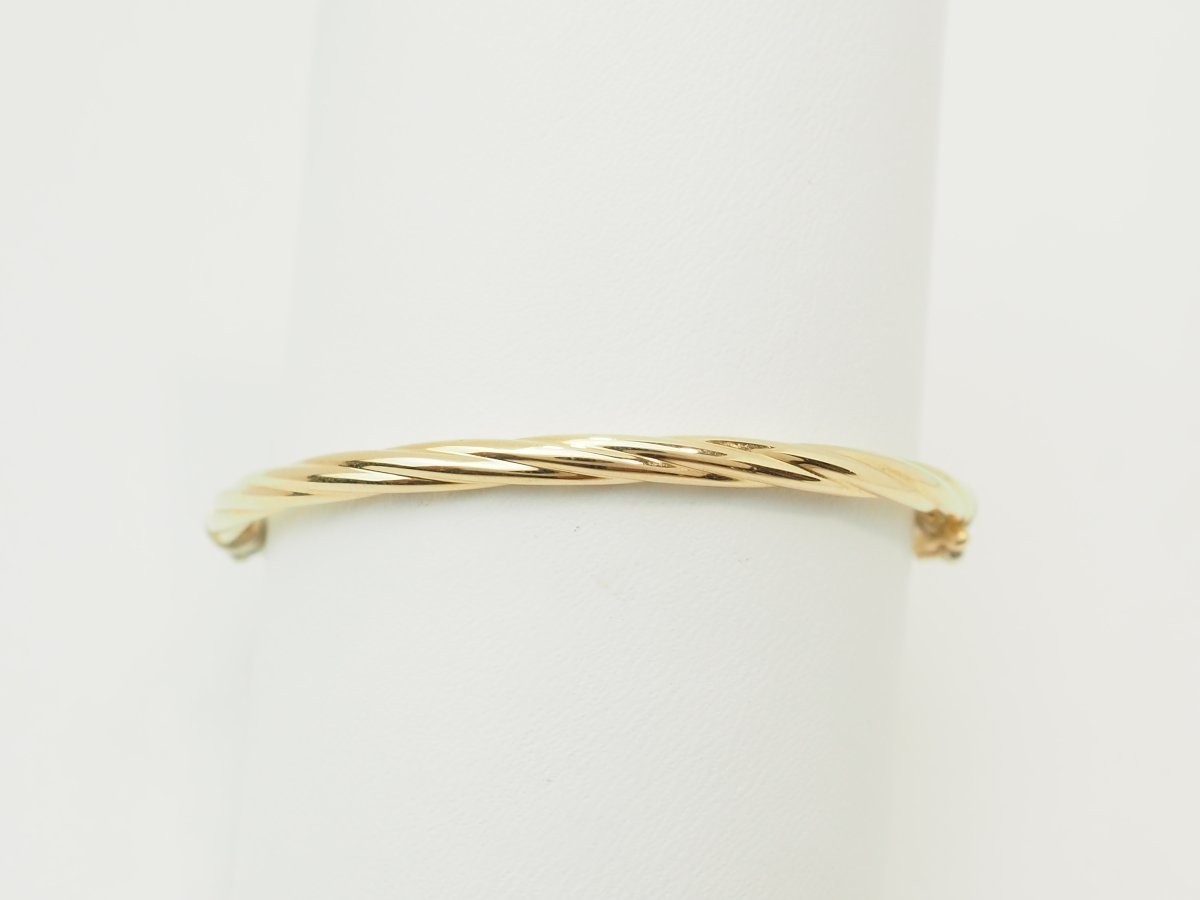 Bracelet ouvrant enfant en or jaune 18 carats – Jonc torsadé-photo-4