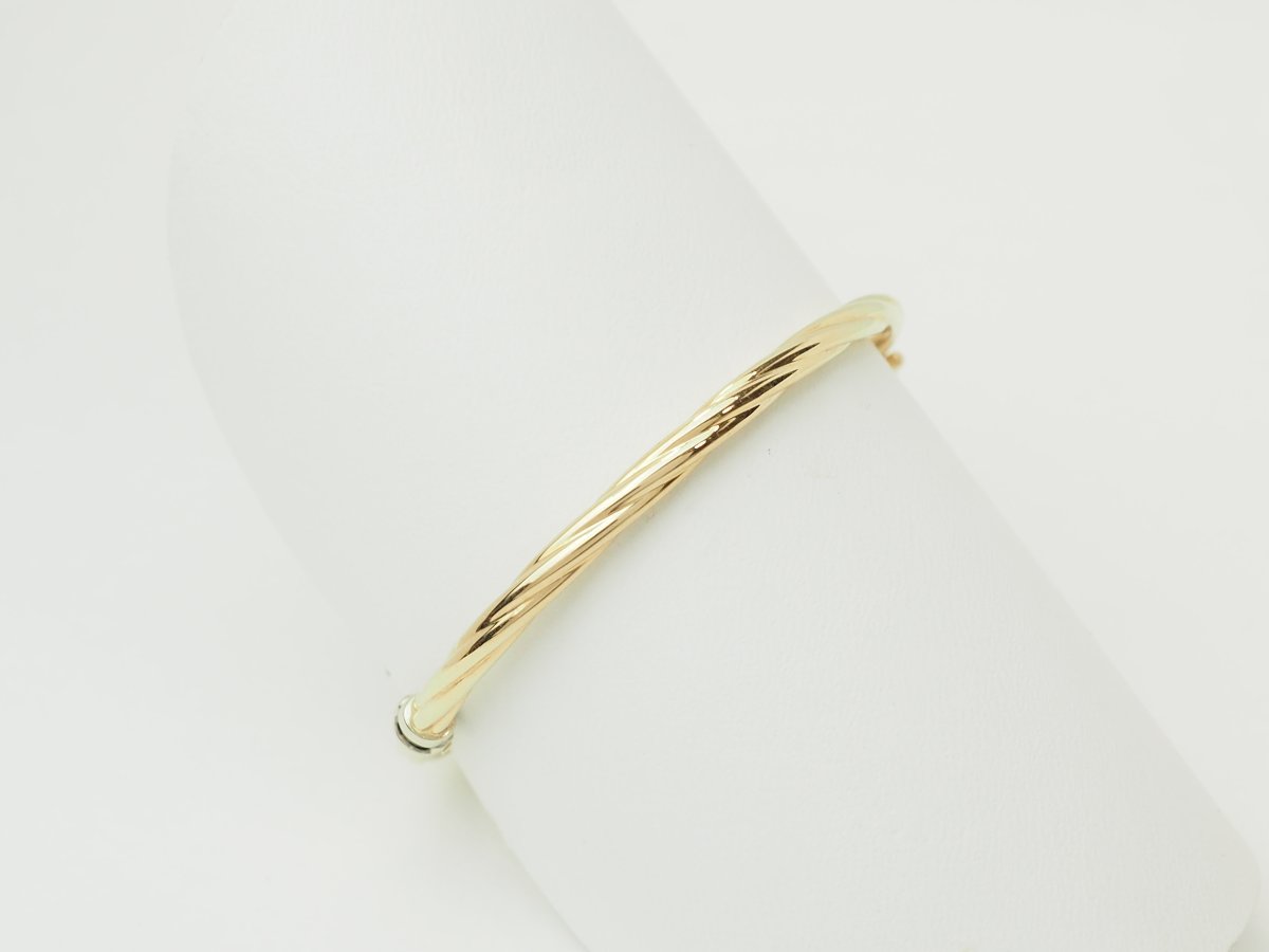 Bracelet ouvrant enfant en or jaune 18 carats – Jonc torsadé-photo-5
