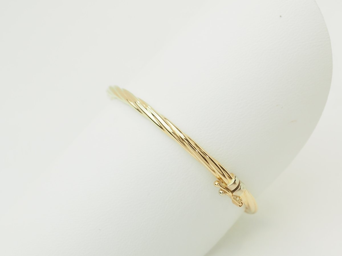 Bracelet ouvrant enfant en or jaune 18 carats – Jonc torsadé-photo-6