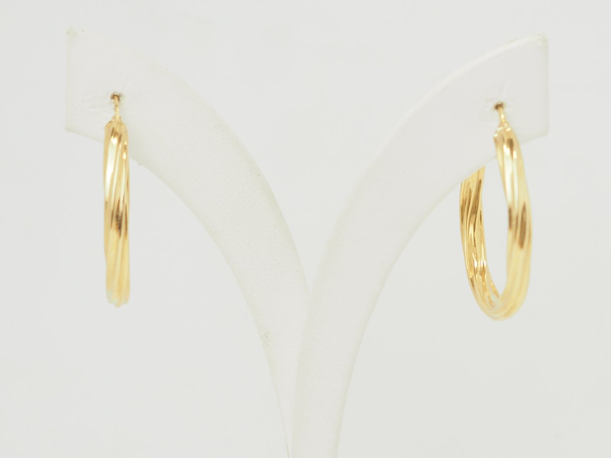 Créoles torsadées en or jaune 18 carats diamètre 30 mm-photo-1