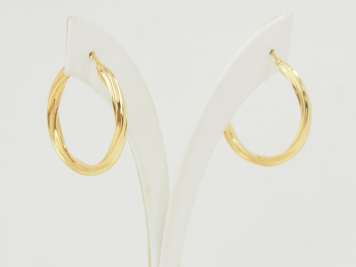 Créoles torsadées en or jaune 18 carats diamètre 30 mm-photo-2