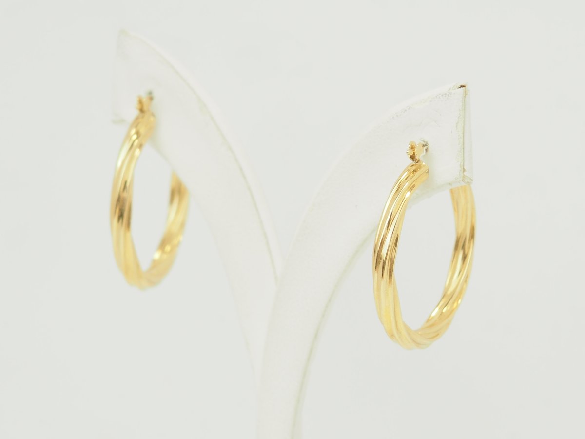 Créoles torsadées en or jaune 18 carats diamètre 30 mm-photo-3