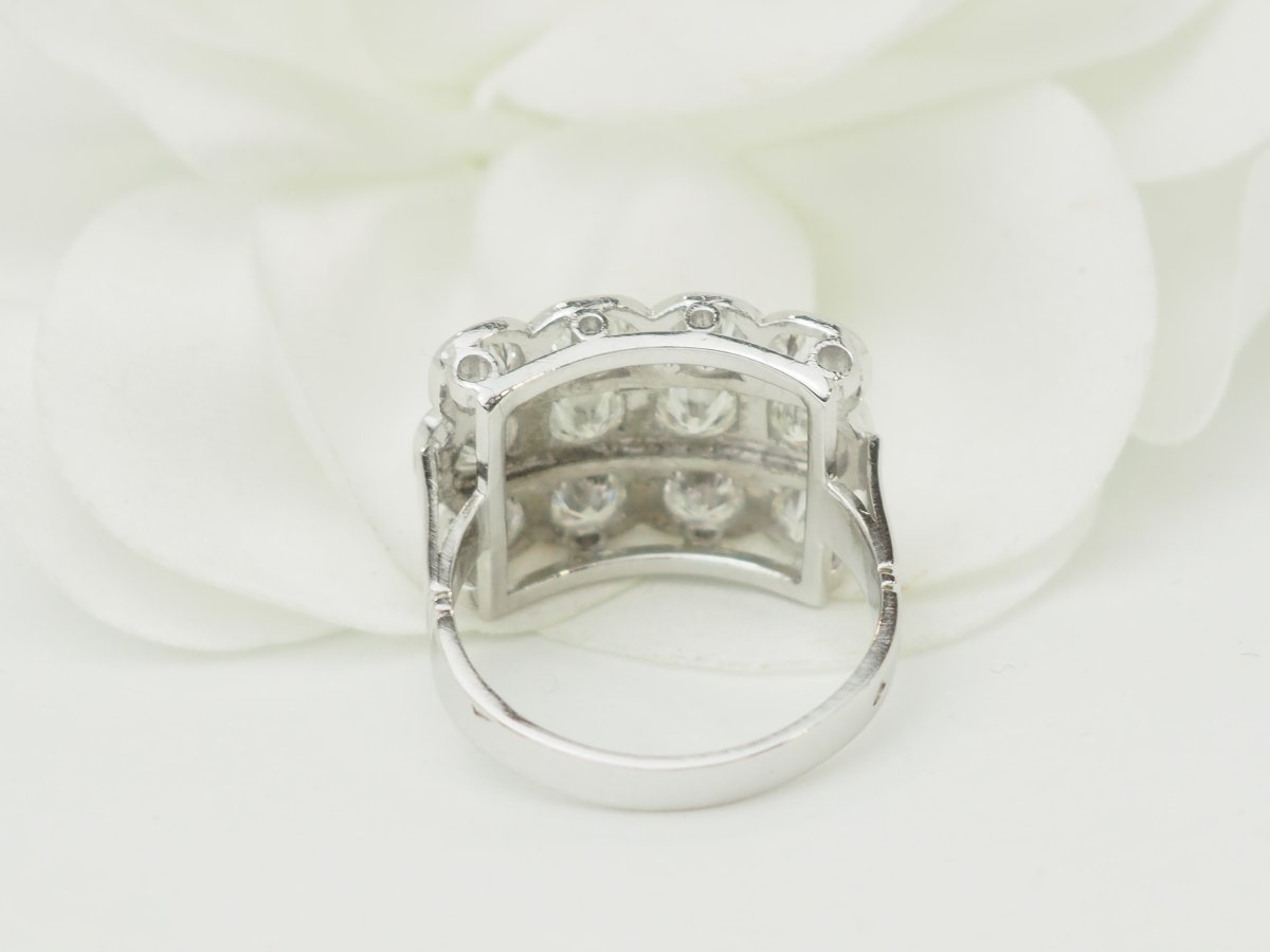 Bague ancienne Art Déco platine et diamants naturels-photo-3