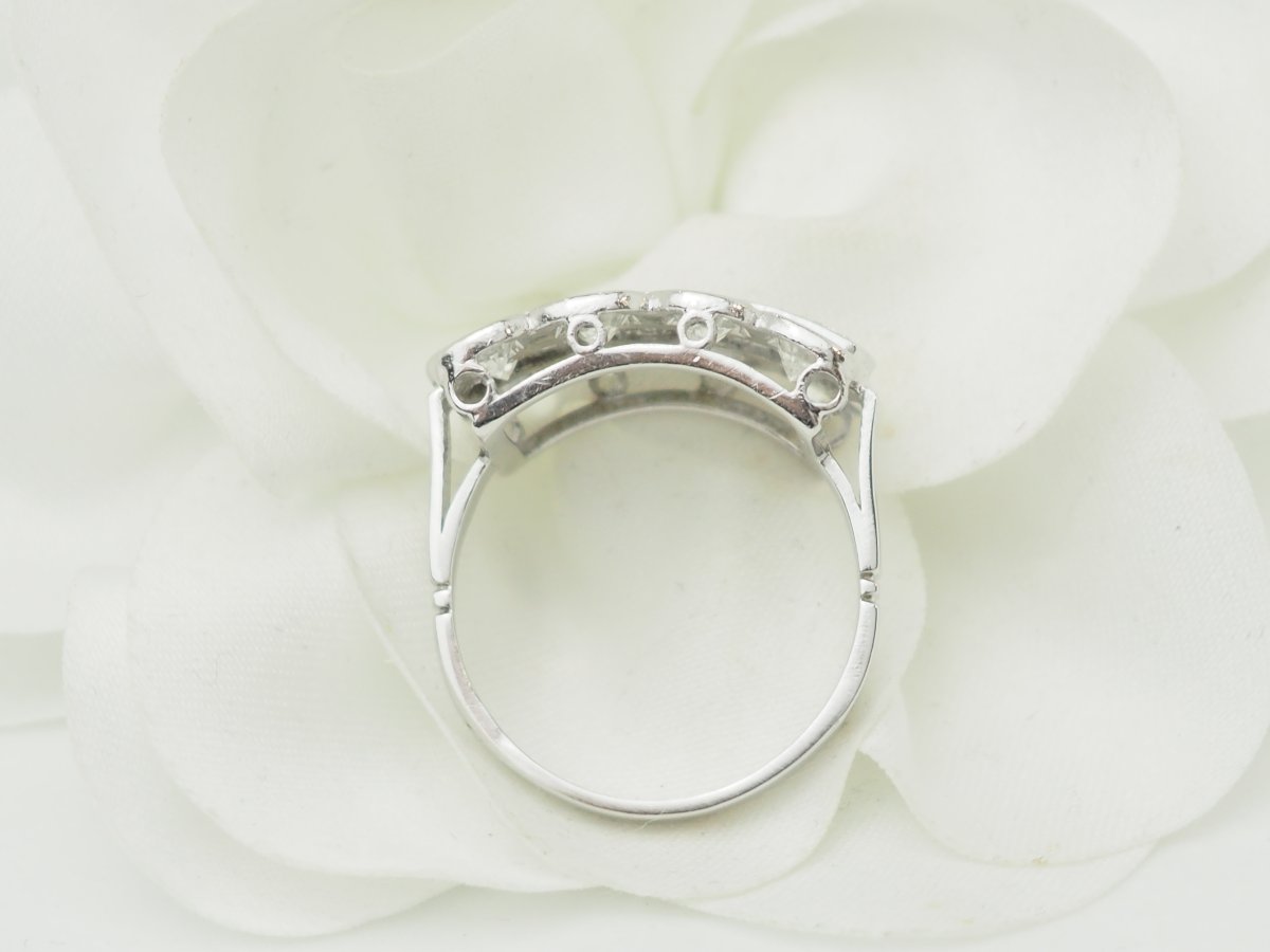 Bague ancienne Art Déco platine et diamants naturels-photo-4