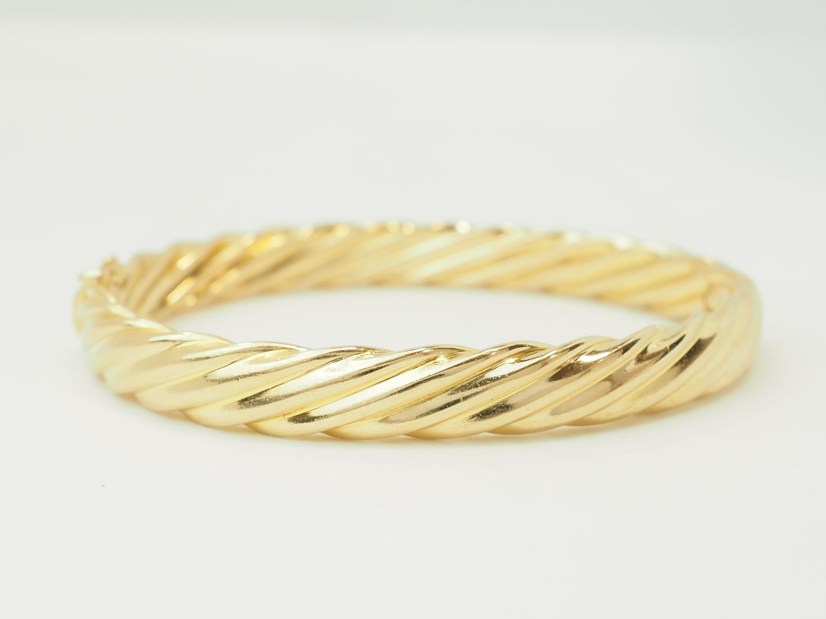Bracelet jonc torsadé en or jaune -photo-3