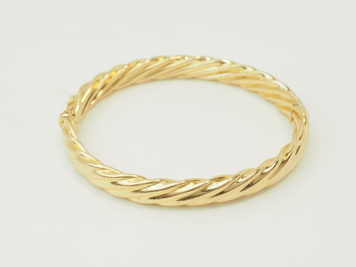 Bracelet jonc torsadé en or jaune -photo-4