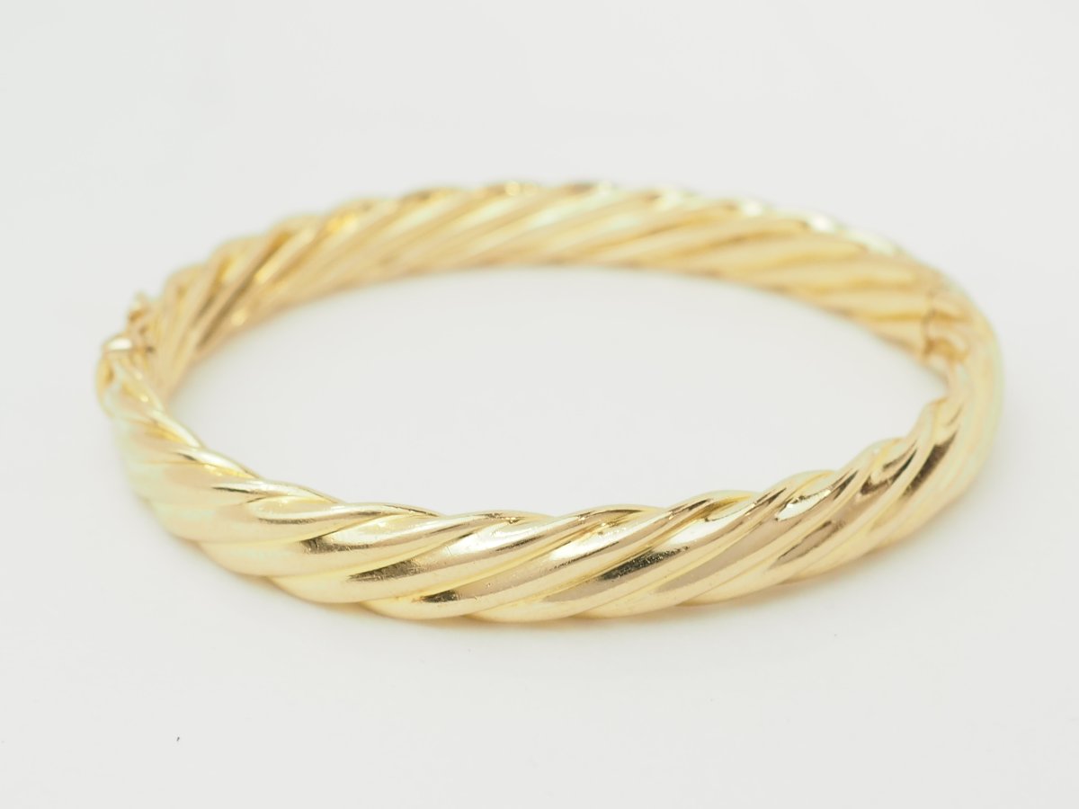 Bracelet jonc torsadé en or jaune -photo-1