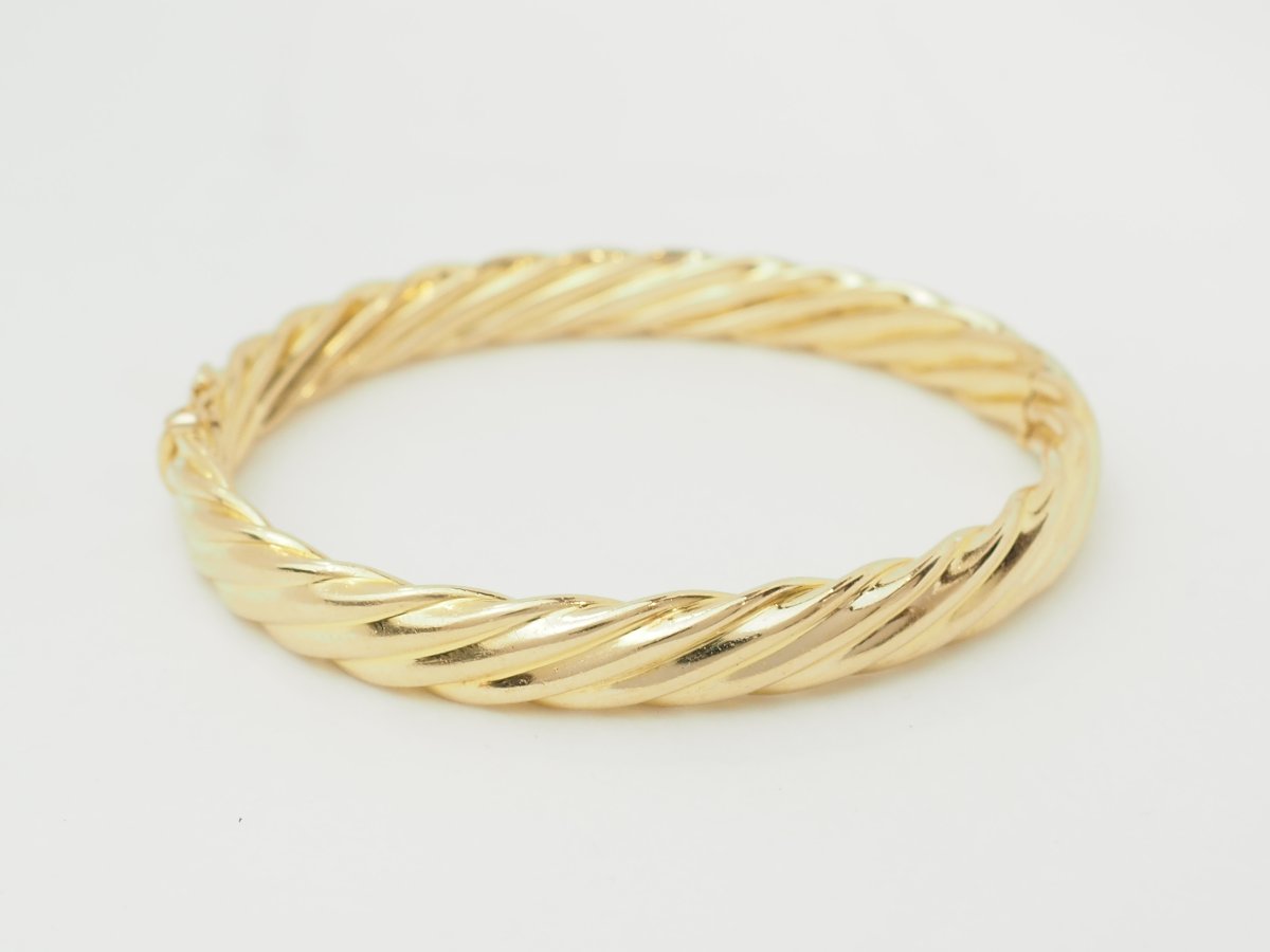 Bracelet jonc torsadé en or jaune -photo-3