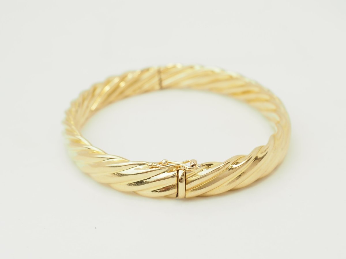 Bracelet jonc torsadé en or jaune -photo-4