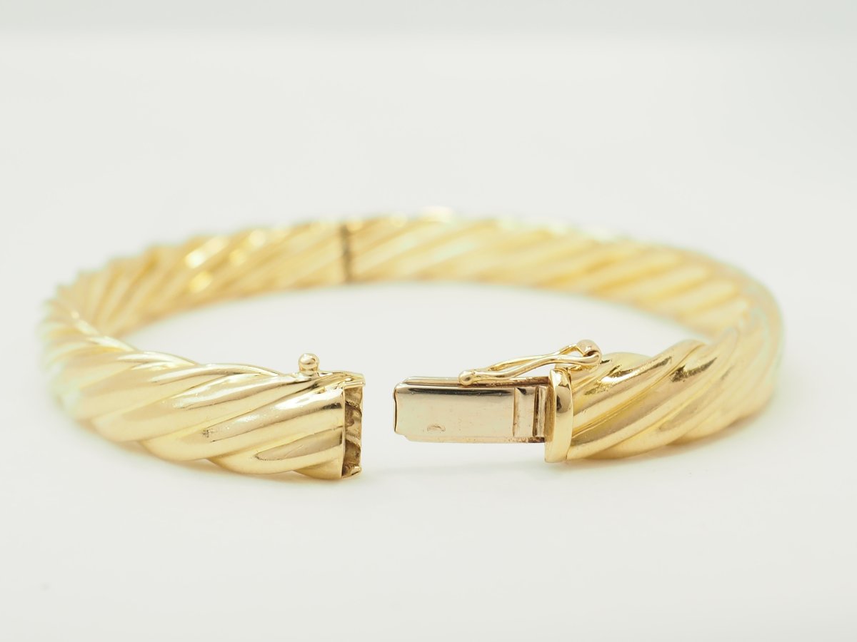 Bracelet jonc torsadé en or jaune -photo-5