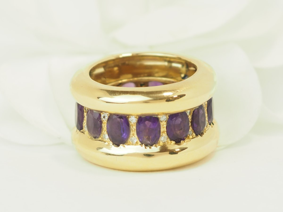 18-karat Yellow Gold Cocktail Ring With Amethysts And Diamonds-photo-2