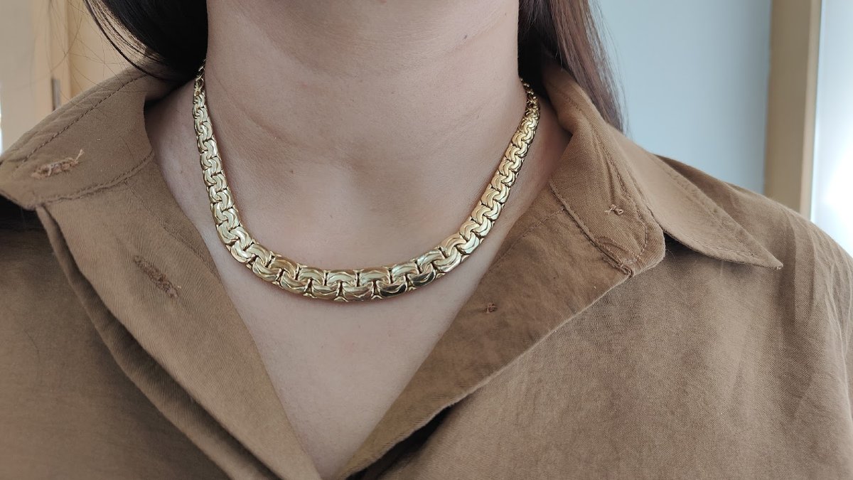 Collier en or jaune 18 carats à maille fantaisie – 32,65 g-photo-2