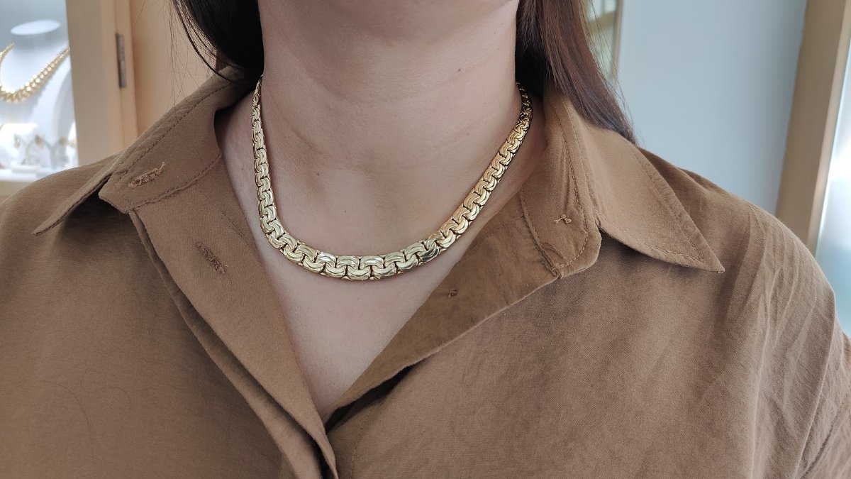 Collier en or jaune 18 carats à maille fantaisie – 32,65 g-photo-3