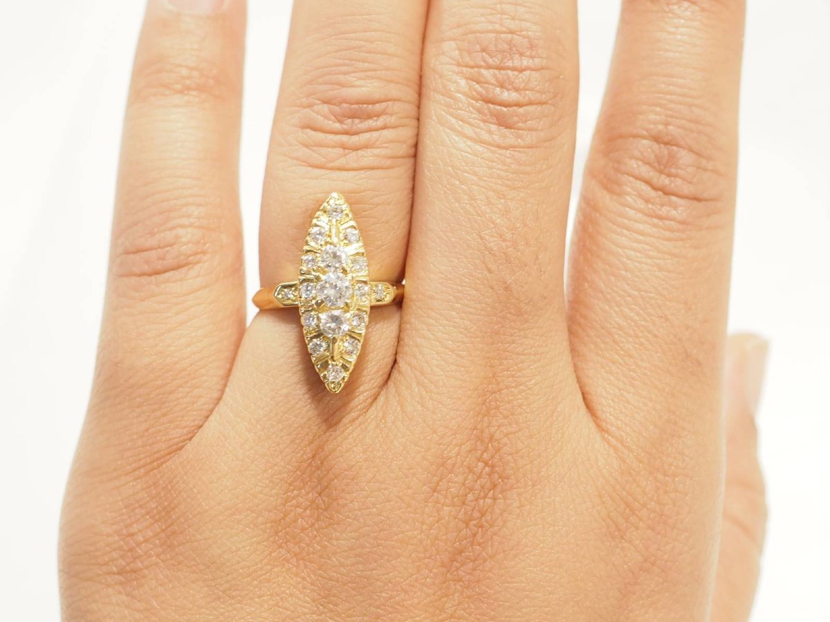 Yellow Gold Marquise Ring With Diamonds-photo-2