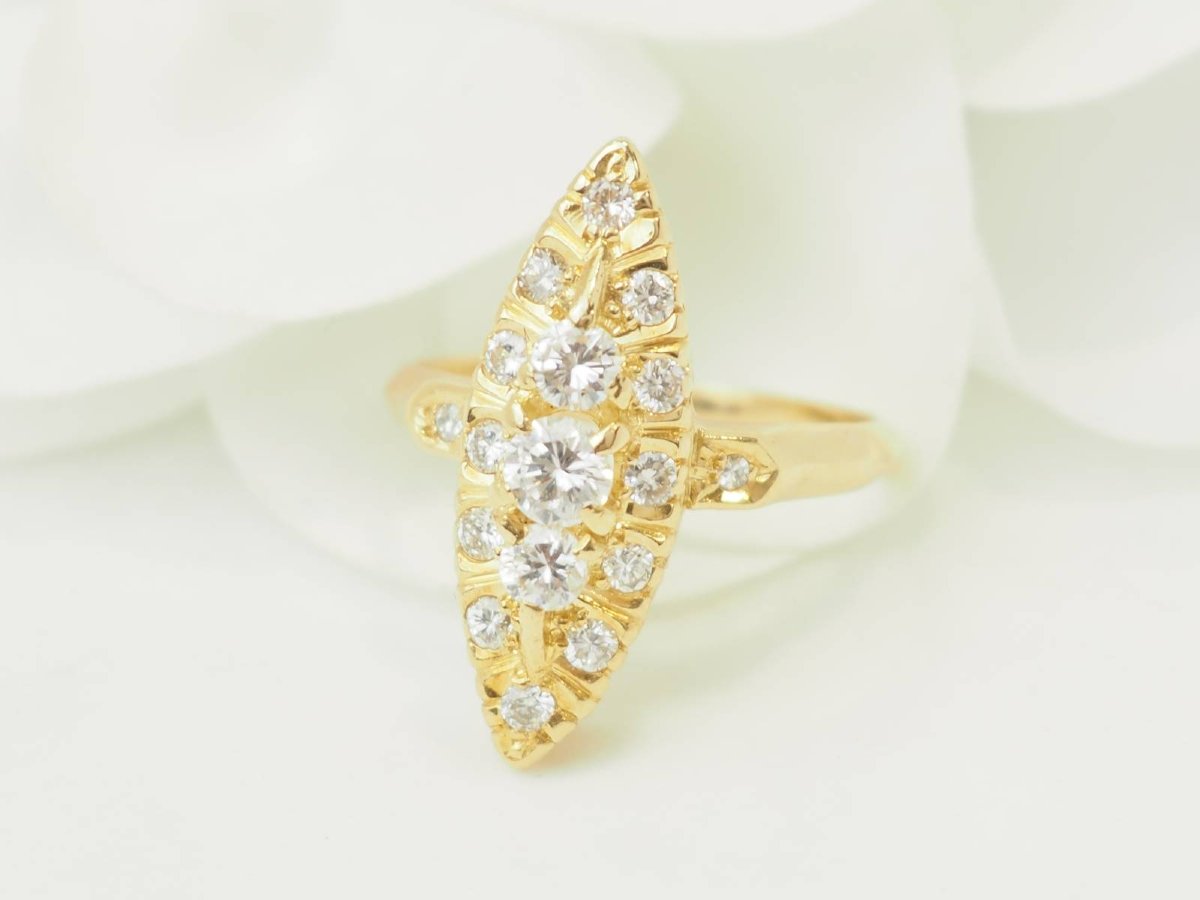 Yellow Gold Marquise Ring With Diamonds-photo-4