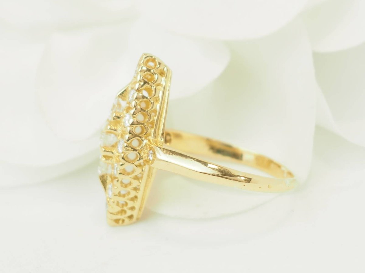 Yellow Gold Marquise Ring With Diamonds-photo-1