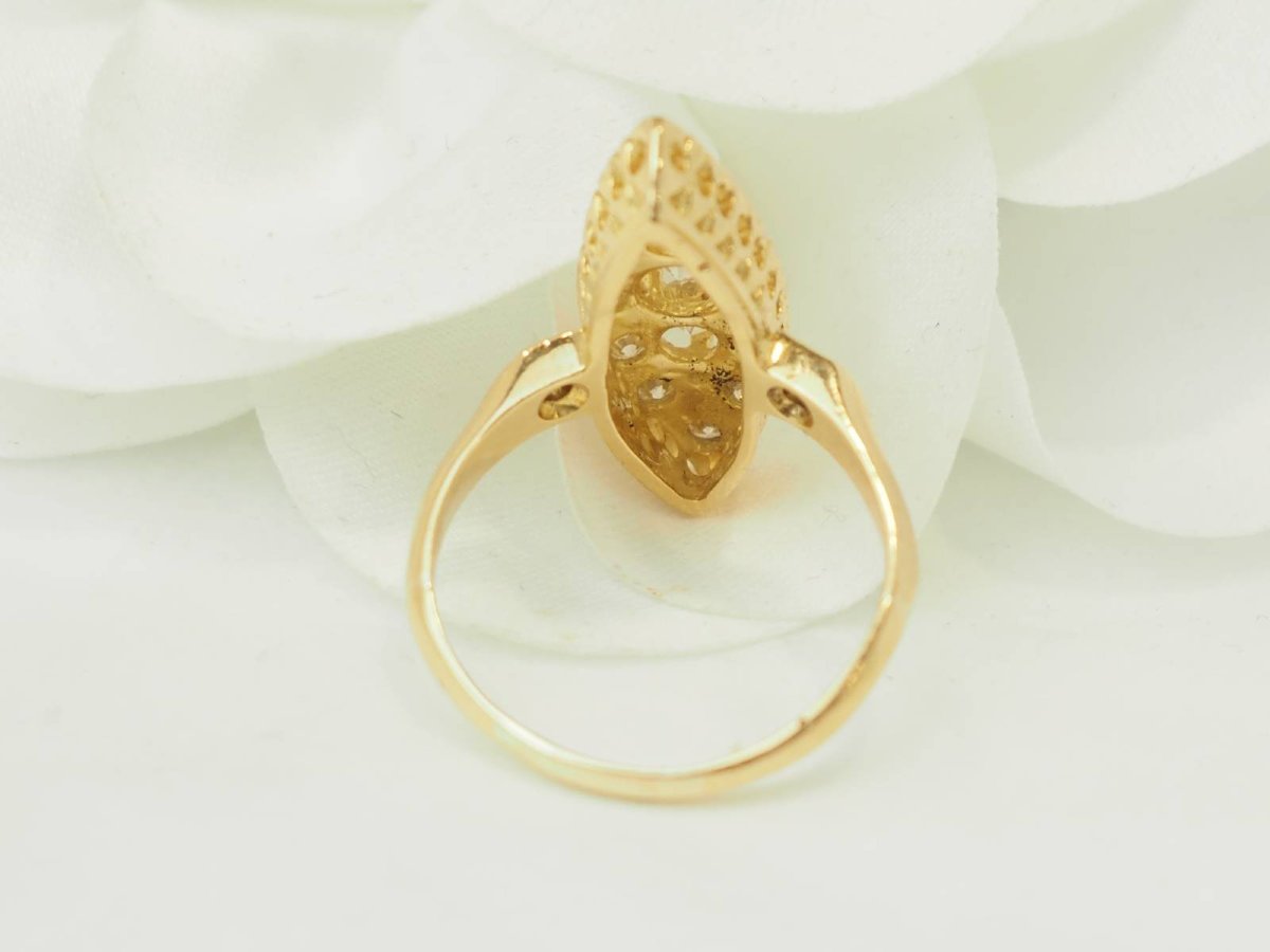 Yellow Gold Marquise Ring With Diamonds-photo-2