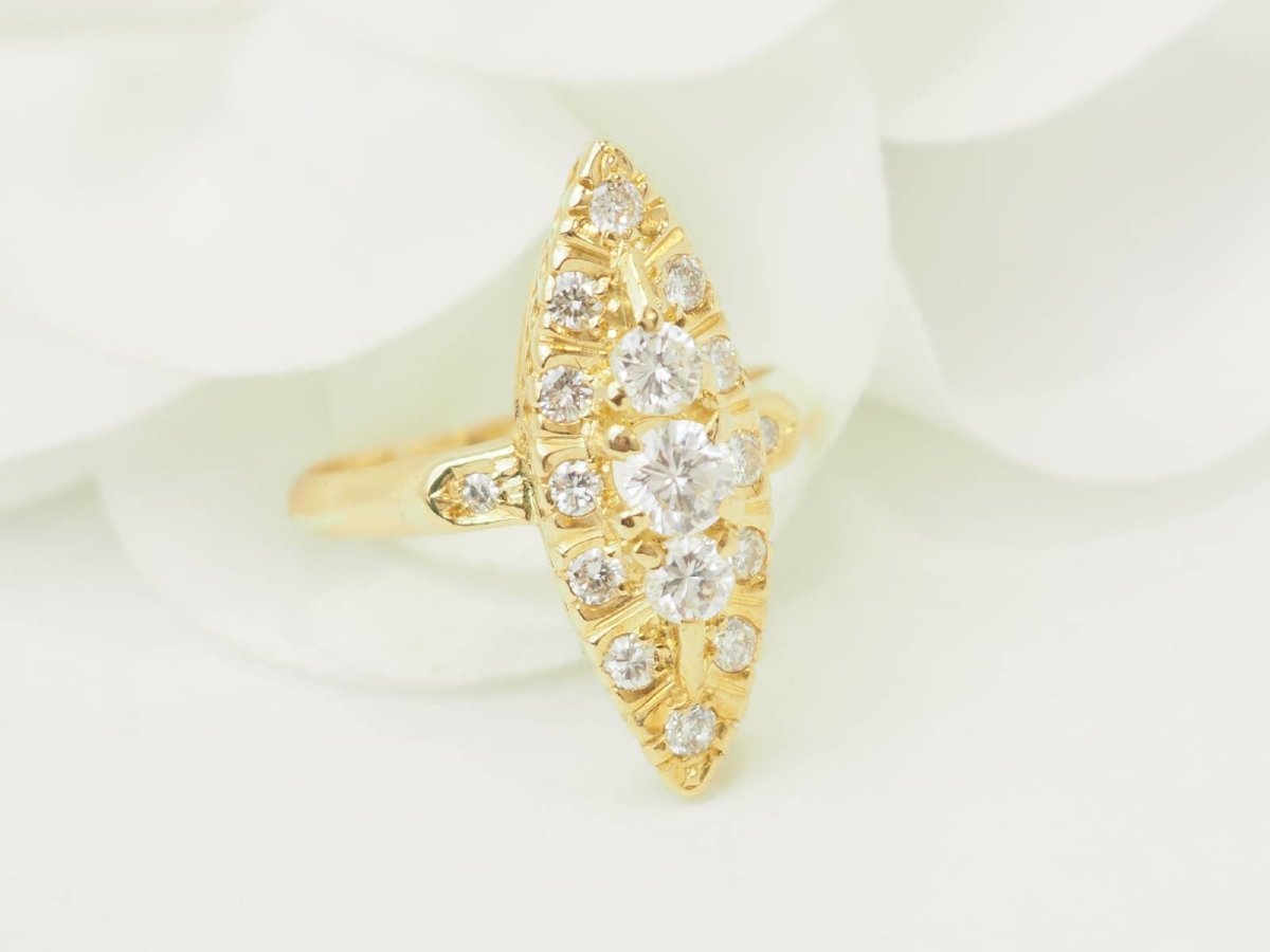 Yellow Gold Marquise Ring With Diamonds-photo-3