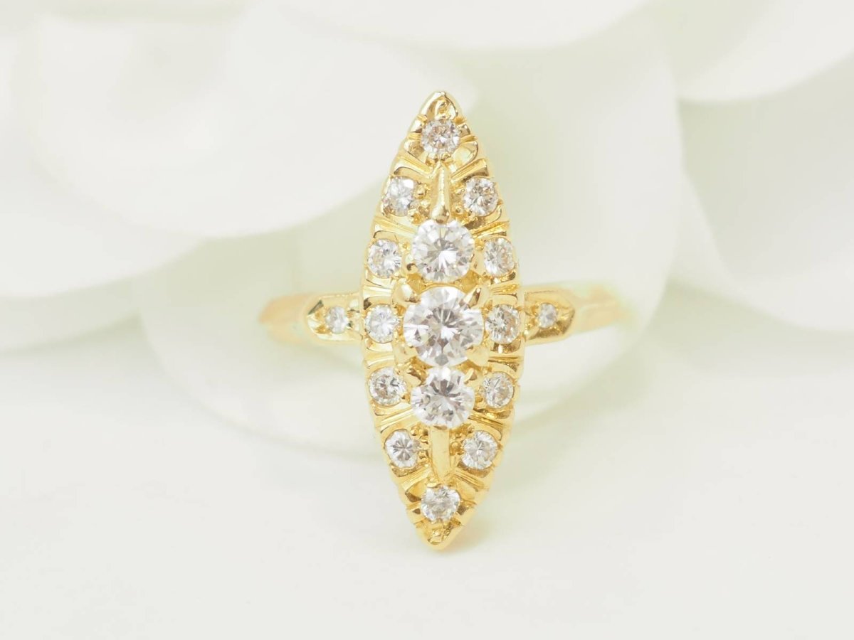 Yellow Gold Marquise Ring With Diamonds