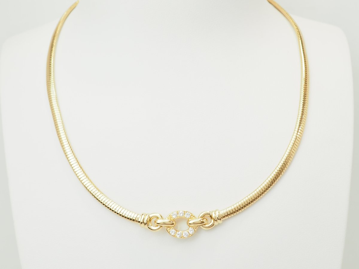 18-karat Yellow Gold Tubogas Choker Necklace With Diamonds-photo-3