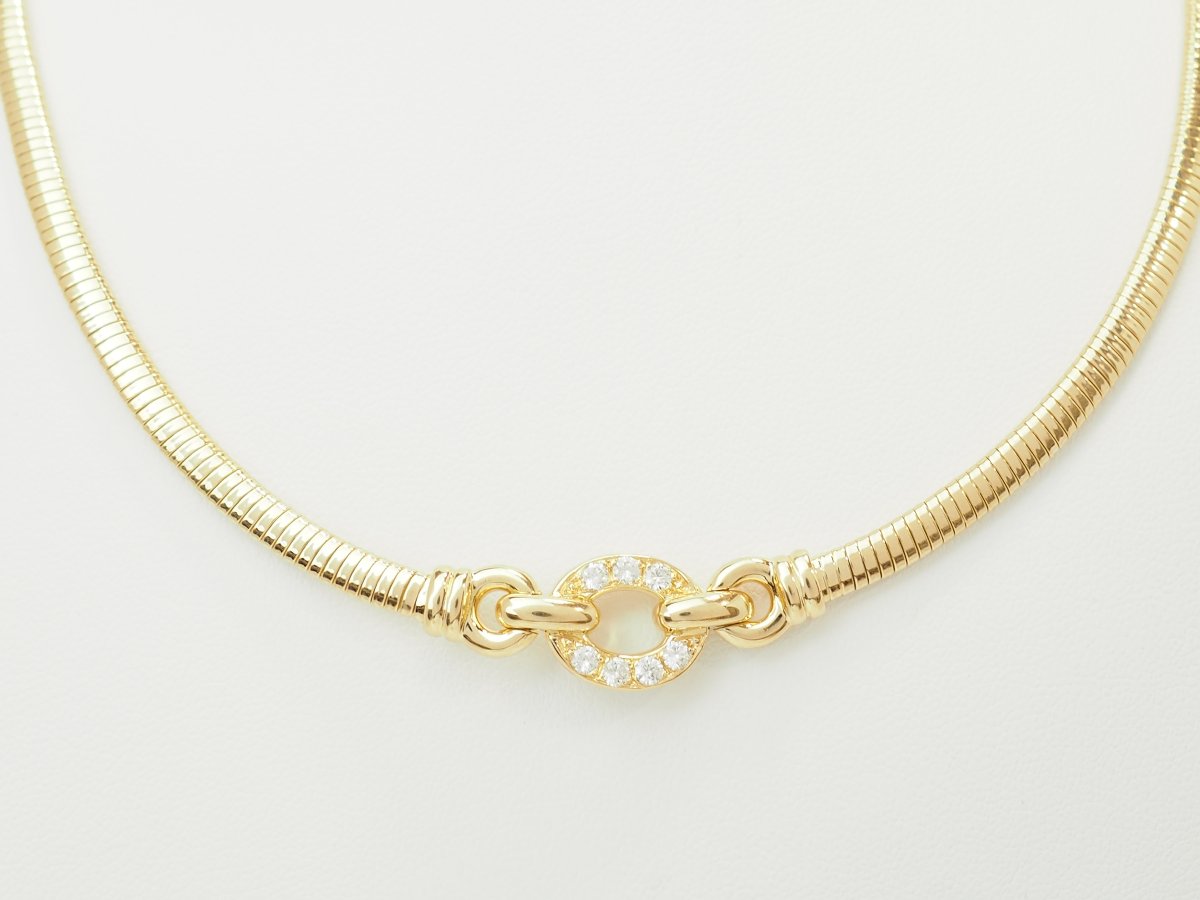 18-karat Yellow Gold Tubogas Choker Necklace With Diamonds-photo-1