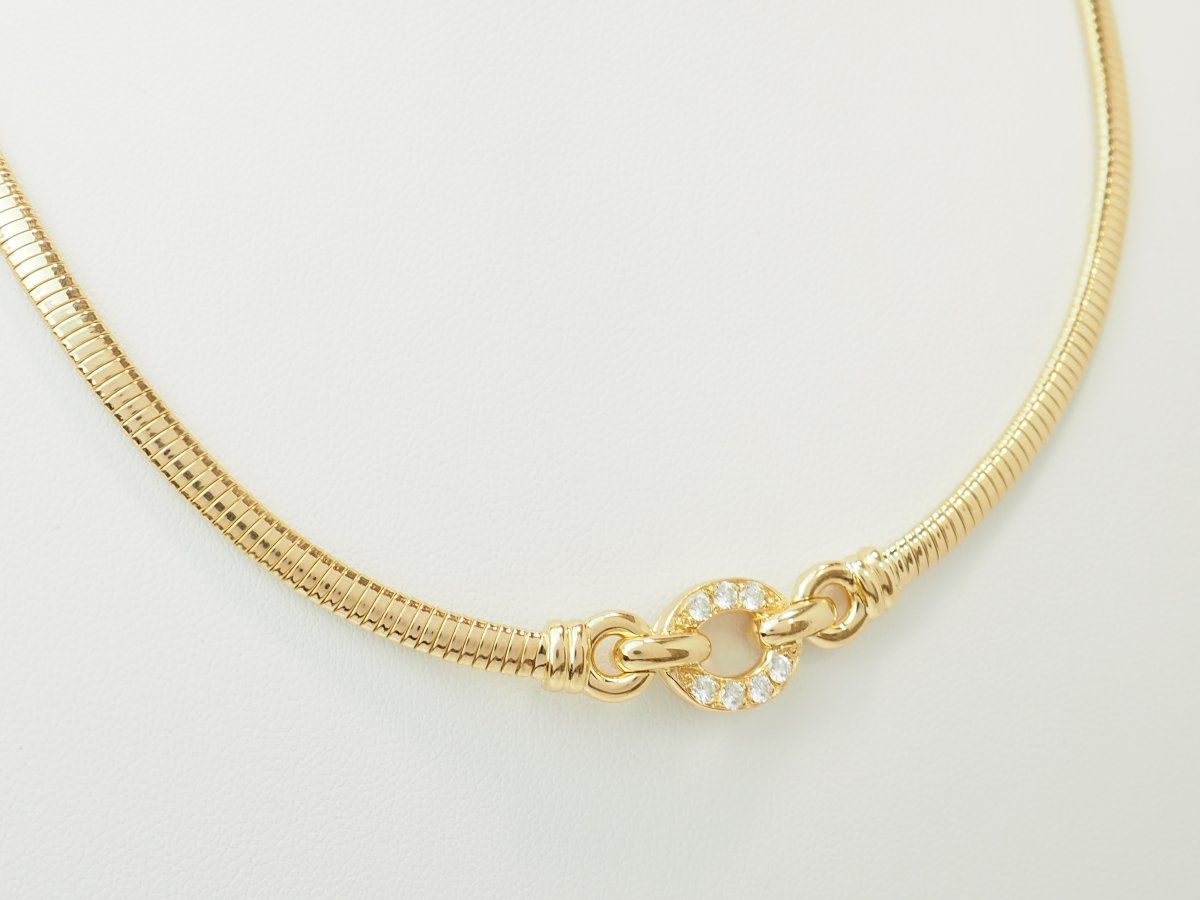 18-karat Yellow Gold Tubogas Choker Necklace With Diamonds-photo-2