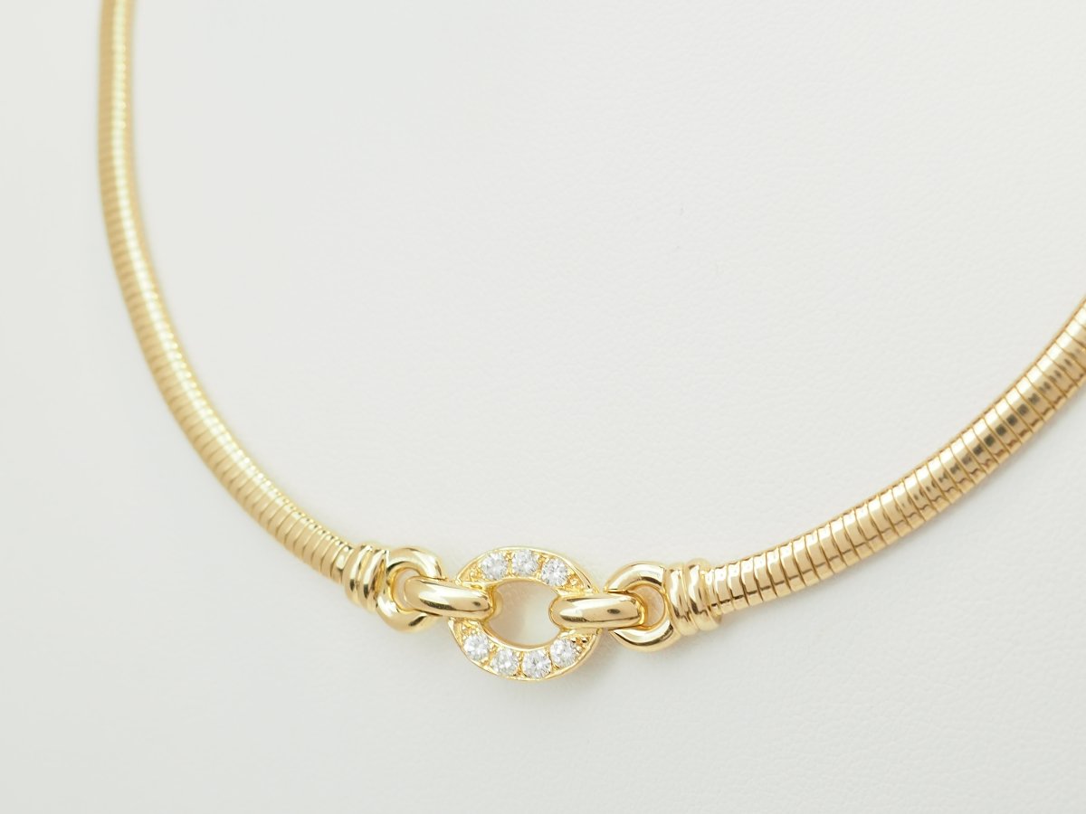 18-karat Yellow Gold Tubogas Choker Necklace With Diamonds-photo-3