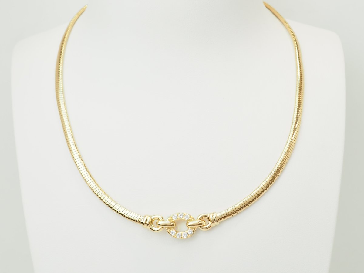 18-karat Yellow Gold Tubogas Choker Necklace With Diamonds