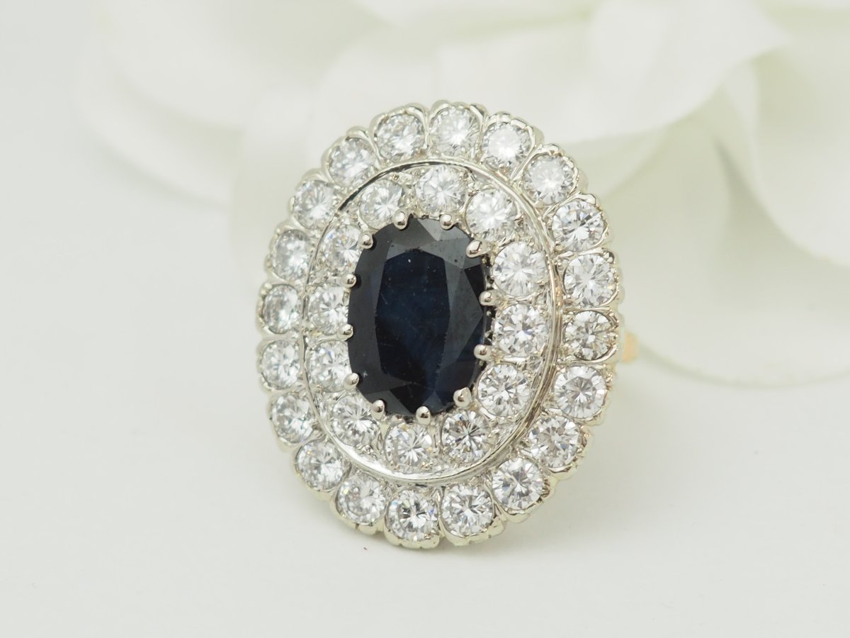 Double-banded Pompadour Ring With 5.10 Ct Of Sapphires And 4.41 Ct Of Diamonds-photo-4