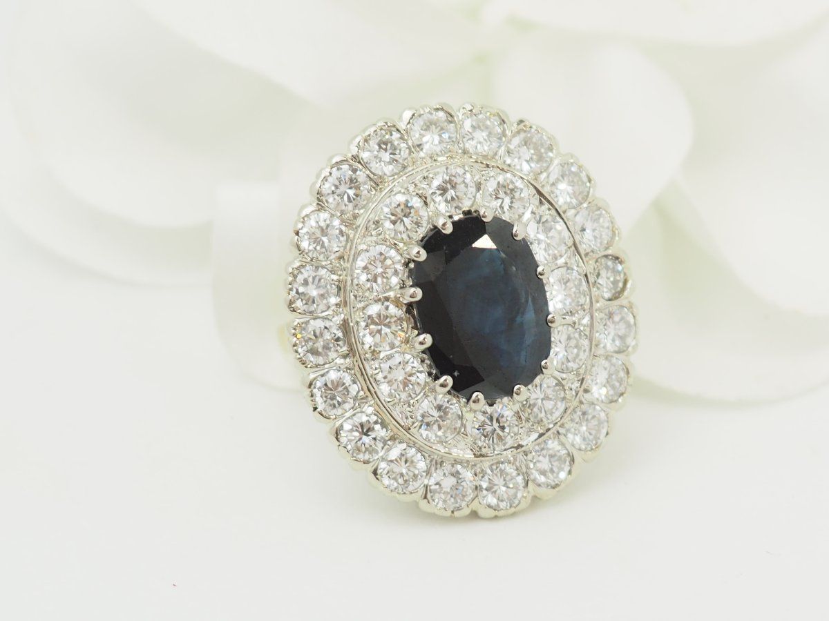 Double-banded Pompadour Ring With 5.10 Ct Of Sapphires And 4.41 Ct Of Diamonds-photo-1
