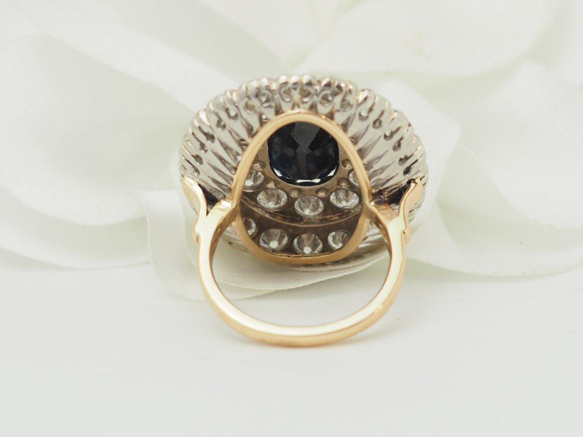 Double-banded Pompadour Ring With 5.10 Ct Of Sapphires And 4.41 Ct Of Diamonds-photo-2