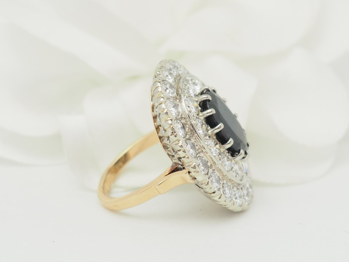 Double-banded Pompadour Ring With 5.10 Ct Of Sapphires And 4.41 Ct Of Diamonds-photo-3