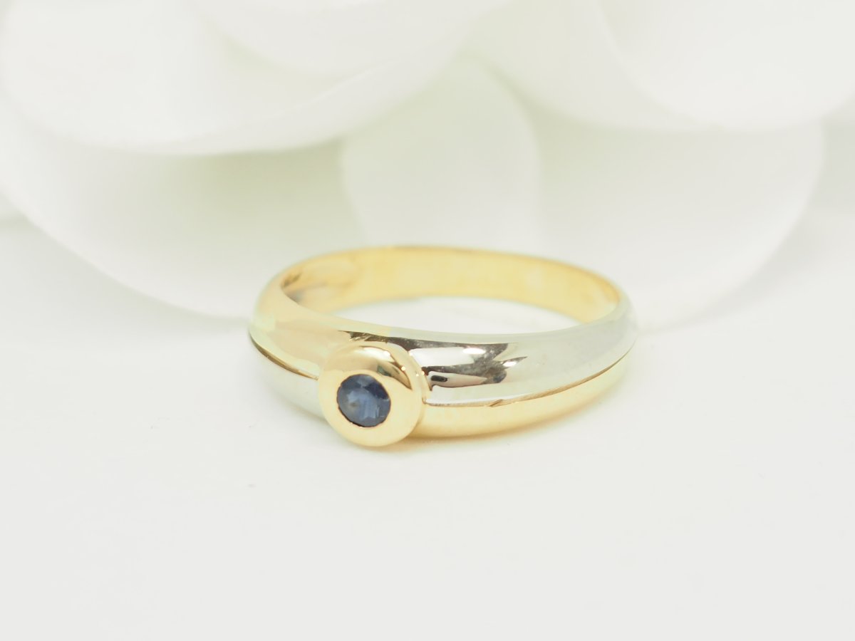 Bague deux ors 750 saphir 0,10 ct serti clos-photo-1