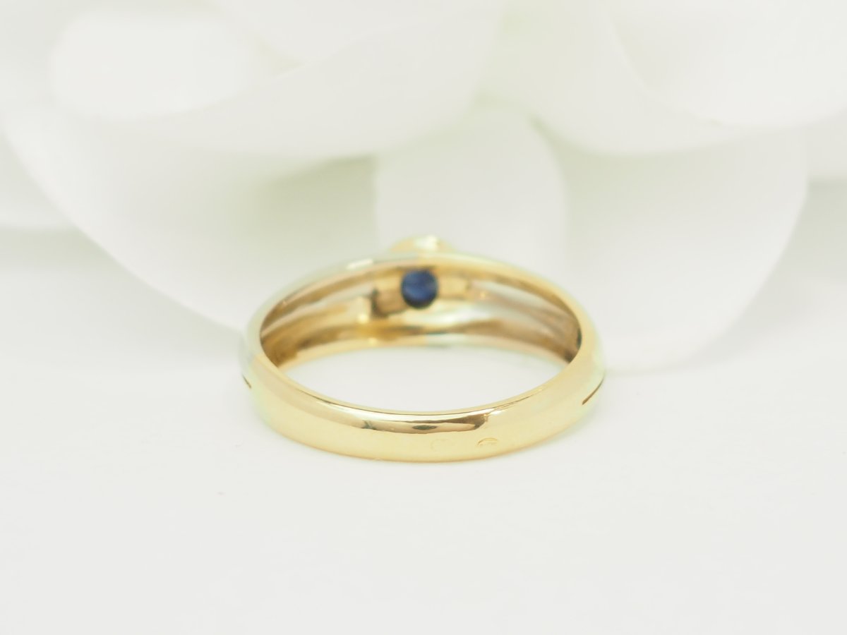 Bague deux ors 750 saphir 0,10 ct serti clos-photo-3