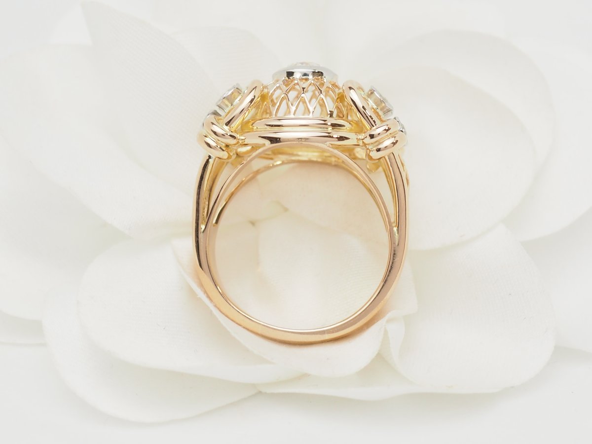 Vintage 18-karat Yellow Gold Tank Ring – 0.50-carat Diamond-photo-3