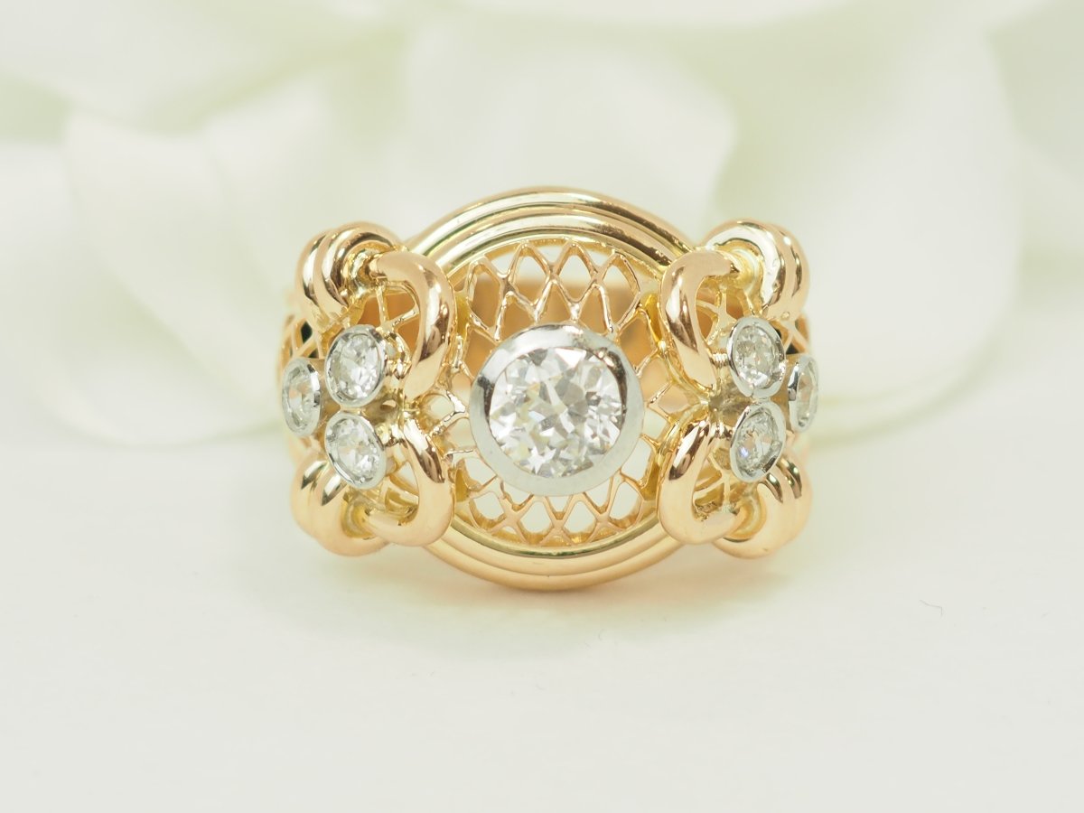 Vintage 18-karat Yellow Gold Tank Ring – 0.50-carat Diamond