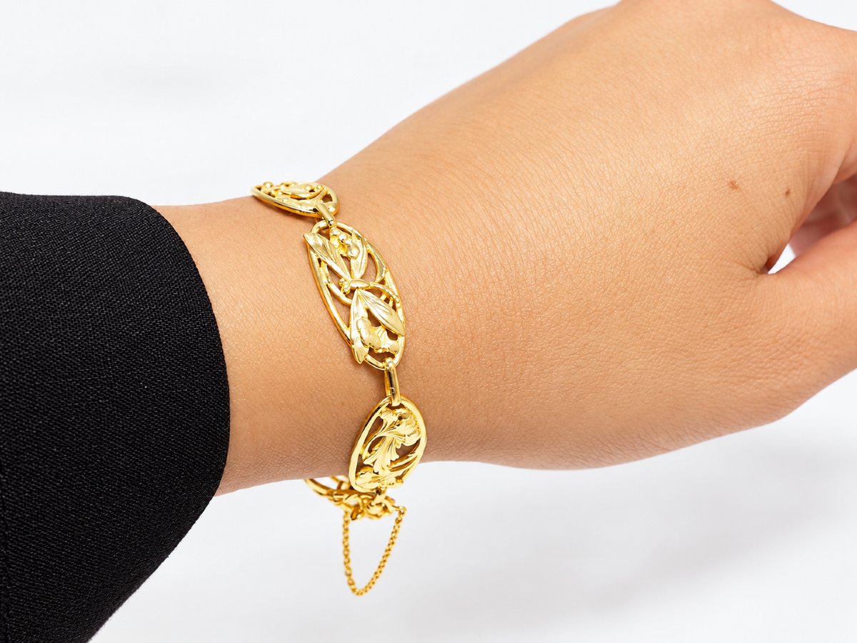 Antique Art Nouveau Bracelet In 18-karat Yellow Gold-photo-2
