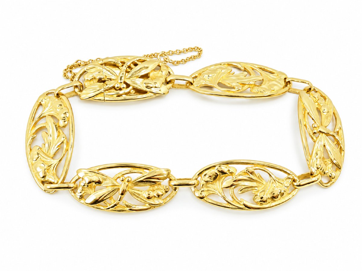 Antique Art Nouveau Bracelet In 18-karat Yellow Gold-photo-3