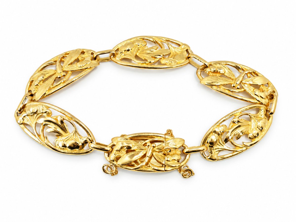 Antique Art Nouveau Bracelet In 18-karat Yellow Gold-photo-4