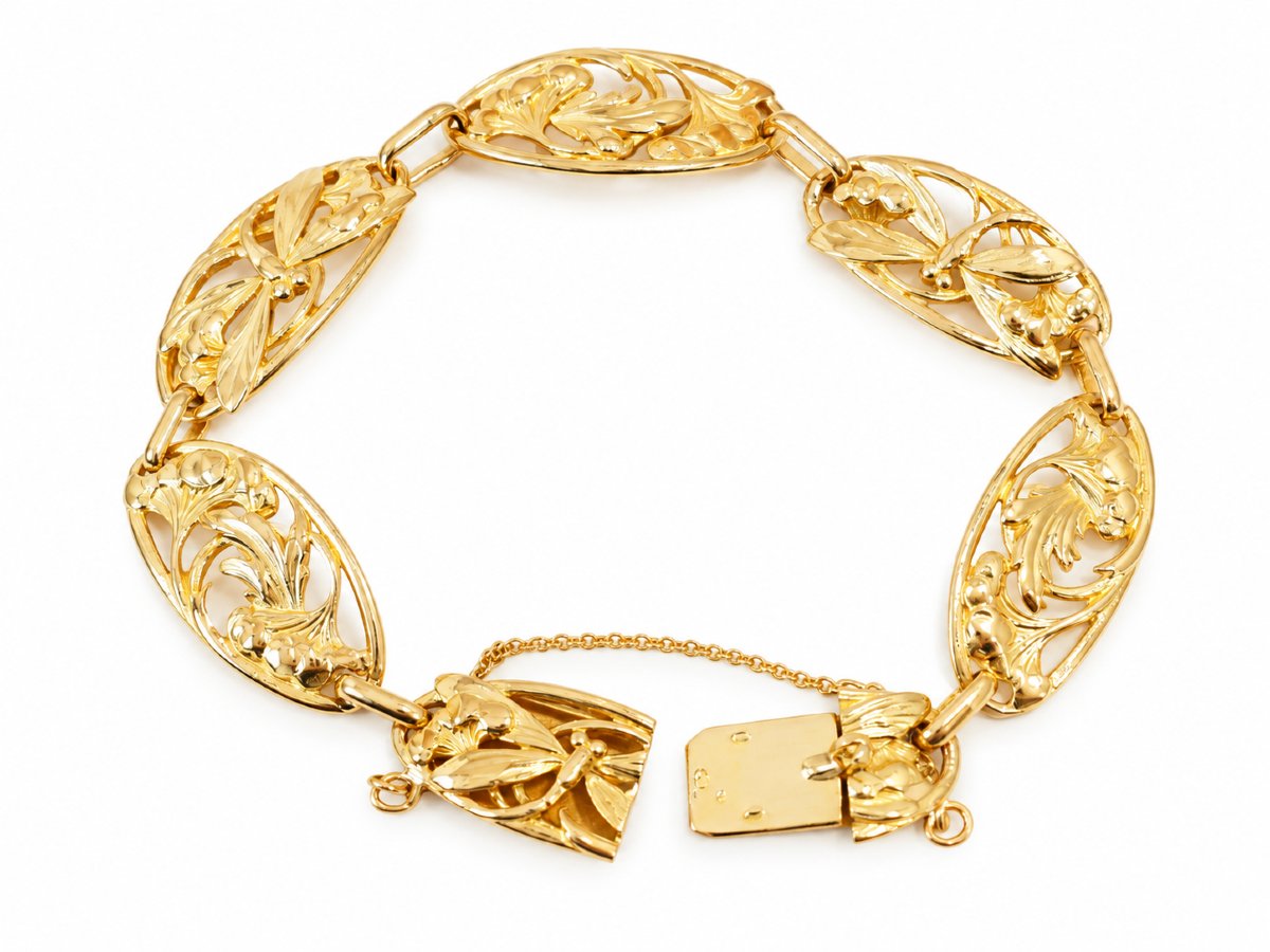 Antique Art Nouveau Bracelet In 18-karat Yellow Gold-photo-2