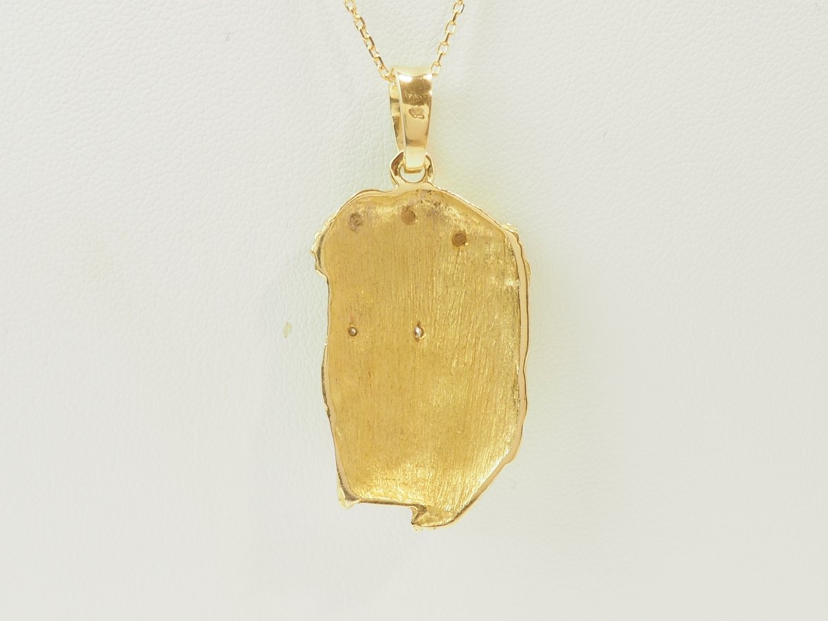 Pendentif Tête du Christ en or jaune 18 carats et diamants 0,10 ct-photo-2