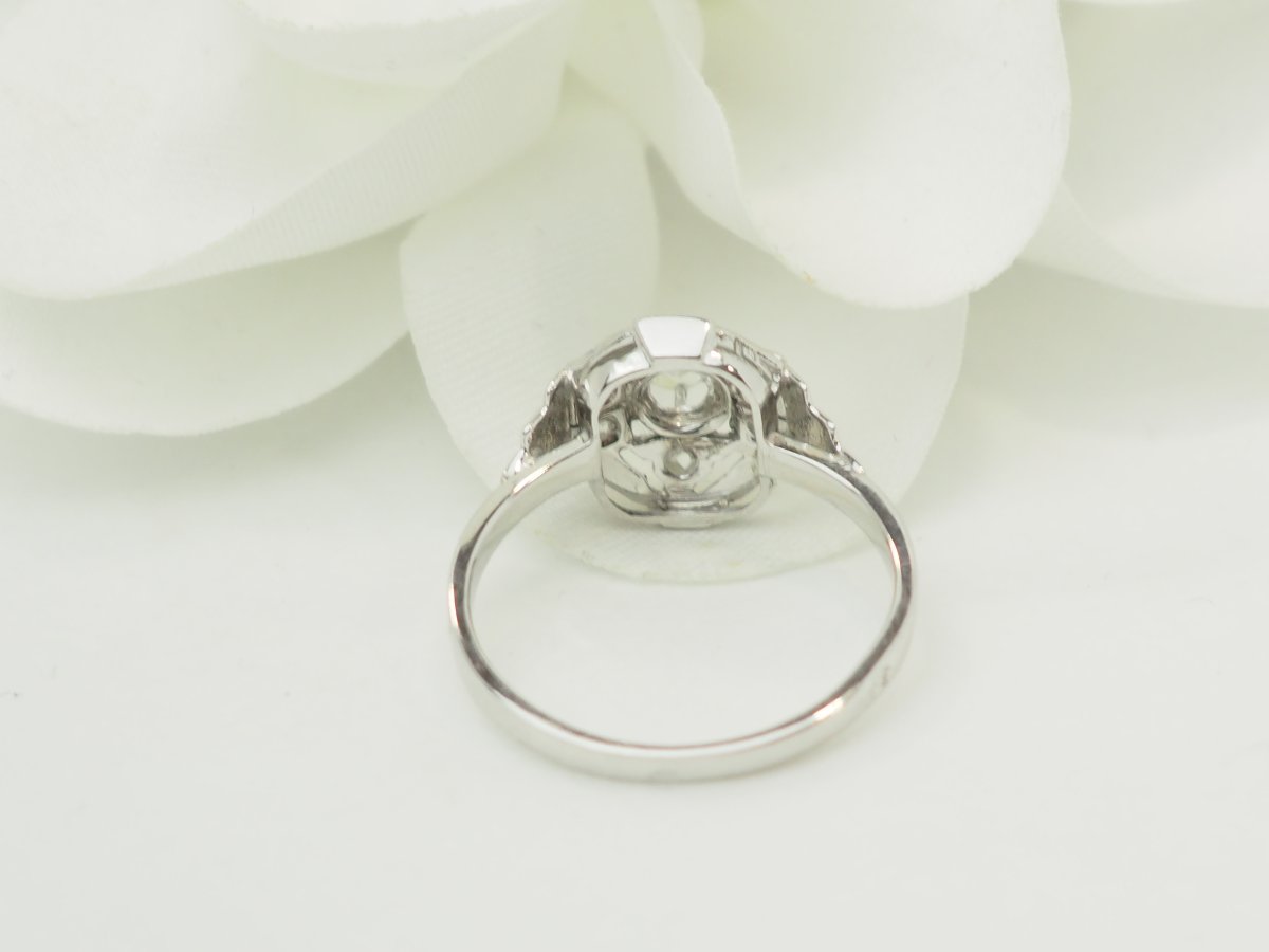Bague octogonale années 1930 – Or 18 carats et diamants anciens-photo-3